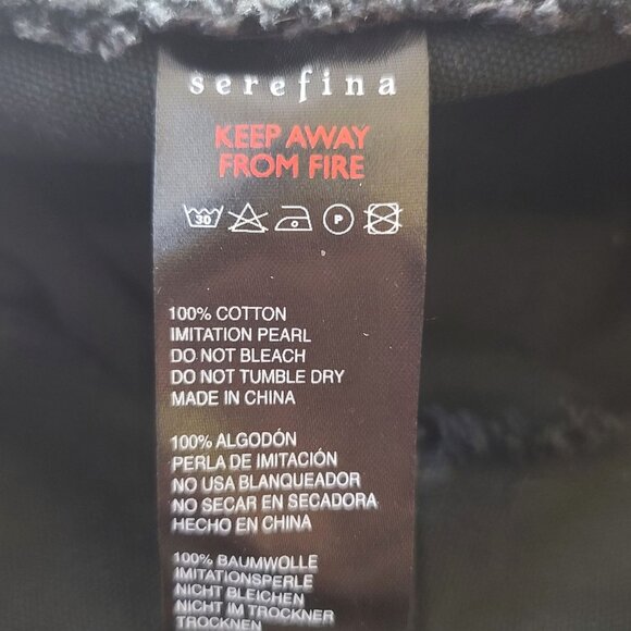 Serefina Frayed Bucket Hat Pearl Embellished Black Cotton Boho NWOT - Picture 3 of 10